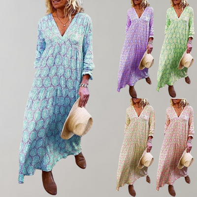 Bequemes Kleid Mit V Ausschnitt Für Damen | Maxi