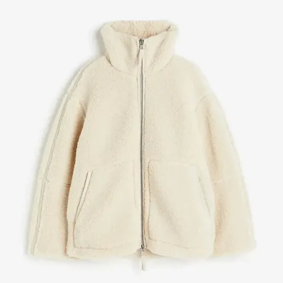 Damen Gemütliche Locker Geschnittene Jacke | Hoher Kragen