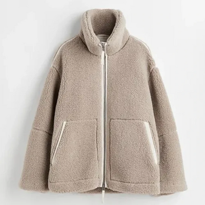 Damen Gemütliche Locker Geschnittene Jacke | Hoher Kragen