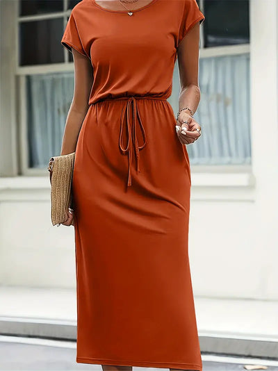 Zavando – Kurzarmkleid mit Rundhalsausschnitt