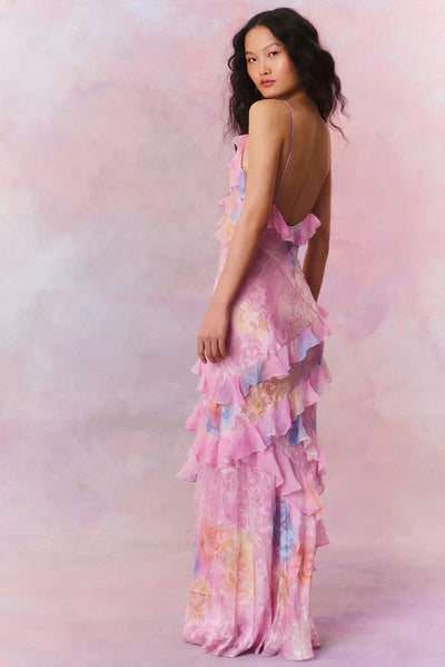 Zavando – Verträumtes Maxikleid mit Rüschen