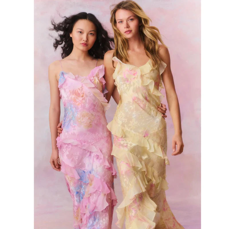 Zavando – Verträumtes Maxikleid mit Rüschen