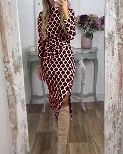 Zavando-Schlitzkleid mit Fischschuppen-Print