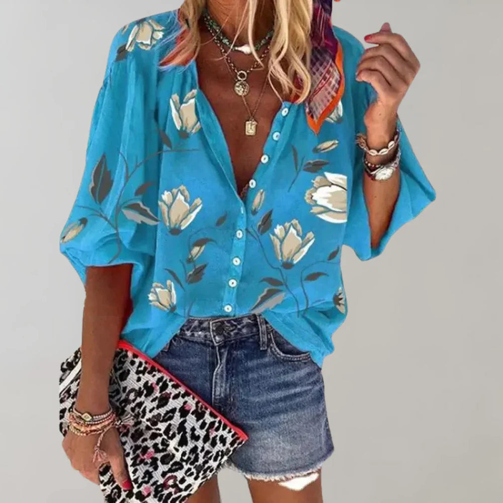 Zavando – Vielseitige Bluse mit Blumenmuster