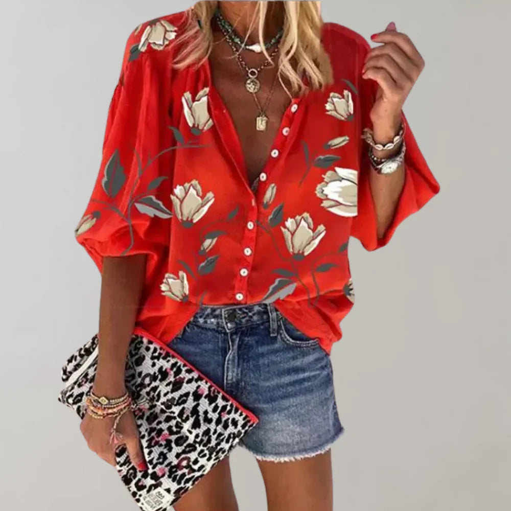 Zavando – Vielseitige Bluse mit Blumenmuster