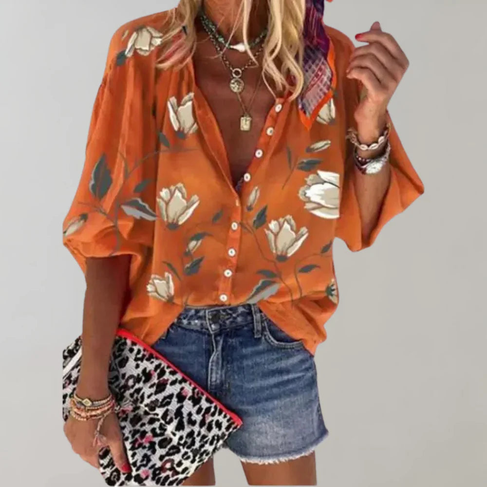 Zavando – Vielseitige Bluse mit Blumenmuster