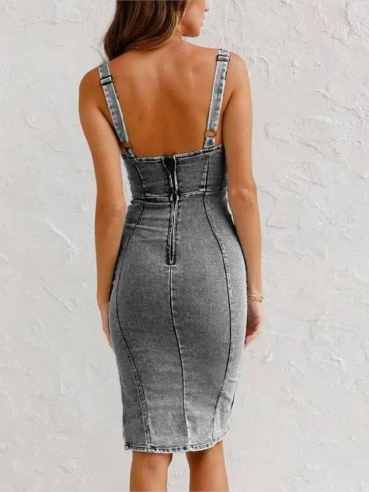 Zavando- Denim-Kleid mit verstellbaren Trägern
