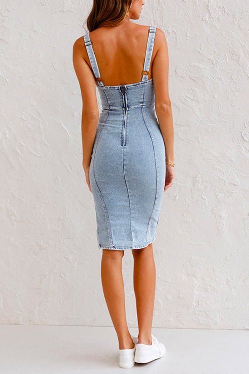Zavando- Denim-Kleid mit verstellbaren Trägern