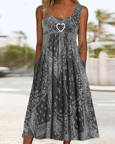 Zavando-Ärmelloses Kleid mit Aufdruck