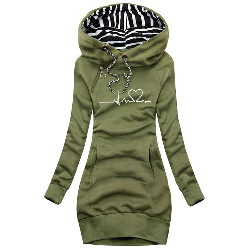 Bedruckter Kapuzenpullover Für Damen | Warm