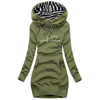 Bedruckter Kapuzenpullover Für Damen | Warm