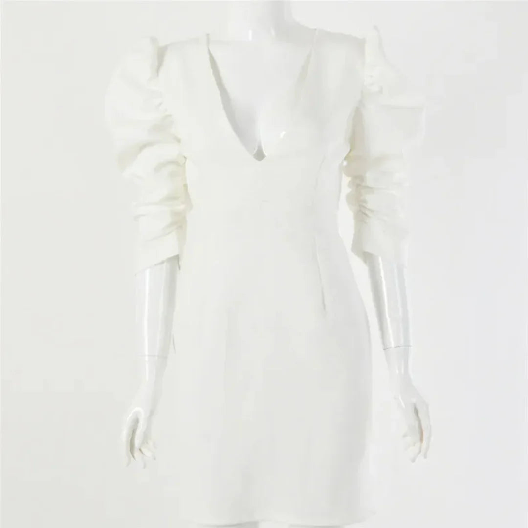 Weißes Partykleid Mit V Ausschnitt Für Damen | Mini