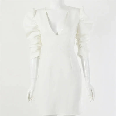 Weißes Partykleid Mit V Ausschnitt Für Damen | Mini