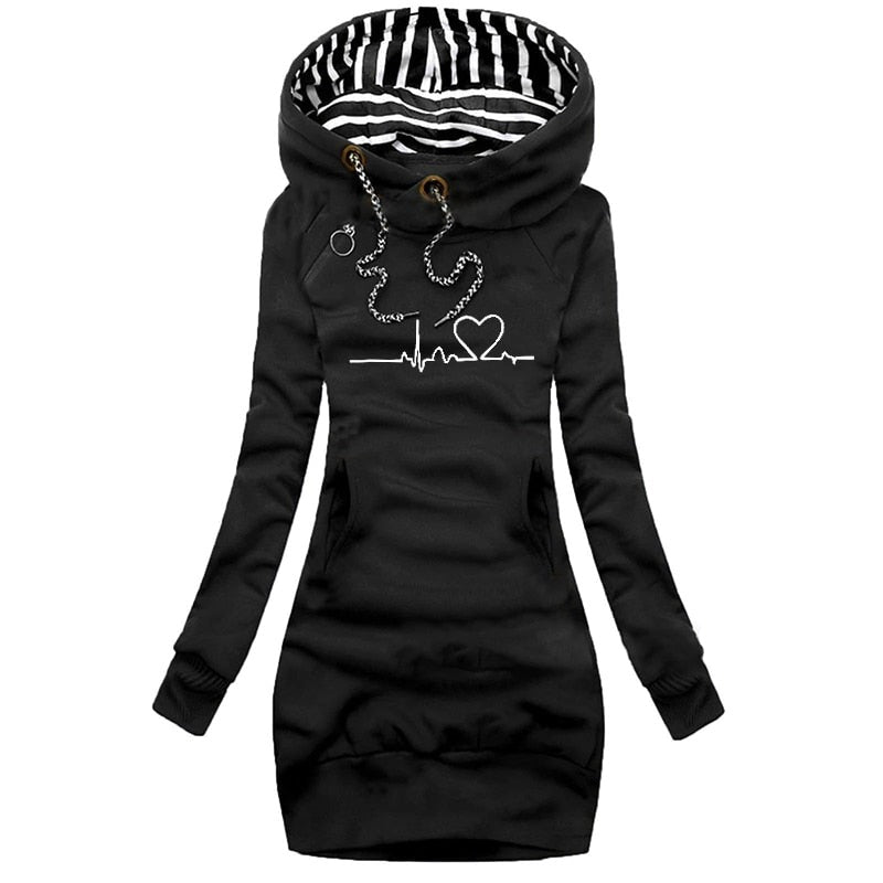 Bedruckter Kapuzenpullover Für Damen | Warm