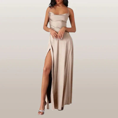 Elegantes Damen Kleid Mit Hohem Schlitz | Maxi