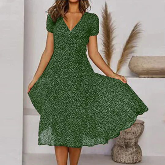 Zavando - A-Linien-Kleid mit V-Ausschnitt & Schwingendem Saum