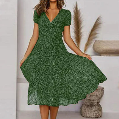 Zavando - A-Linien-Kleid mit V-Ausschnitt & Schwingendem Saum