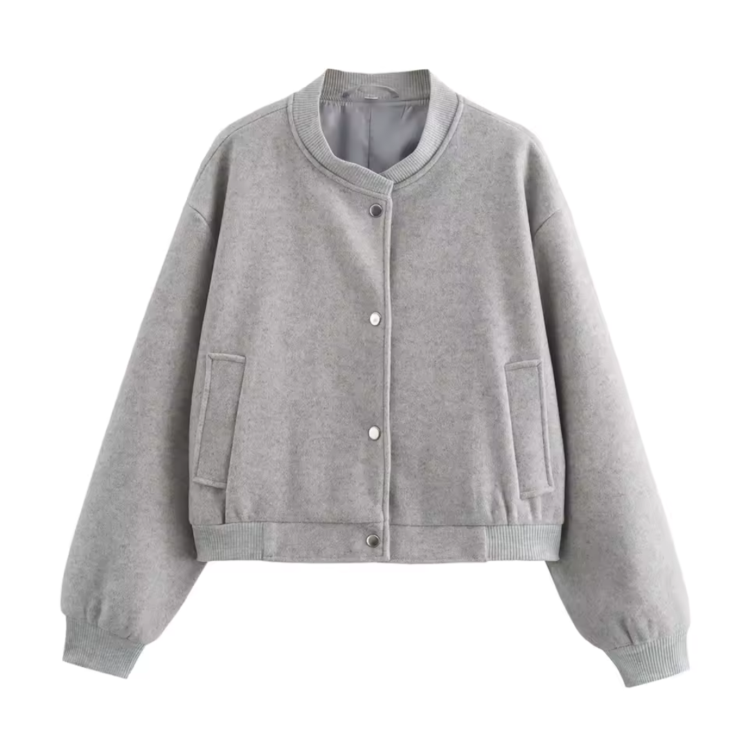 Damen Rundhals Langarmjacke | Kurz
