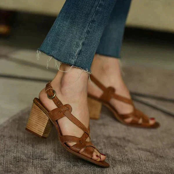 Zavando – Vintage-Sandalen mit Blockabsatz