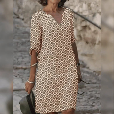 Zavando – Stilvolles bedrucktes knielanges Kleid