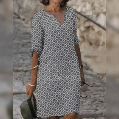 Zavando – Stilvolles bedrucktes knielanges Kleid
