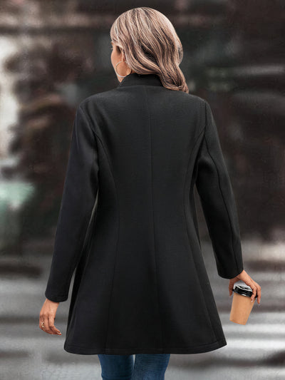 Damen Mid-Length Longline Mantel mit Reverskragen
