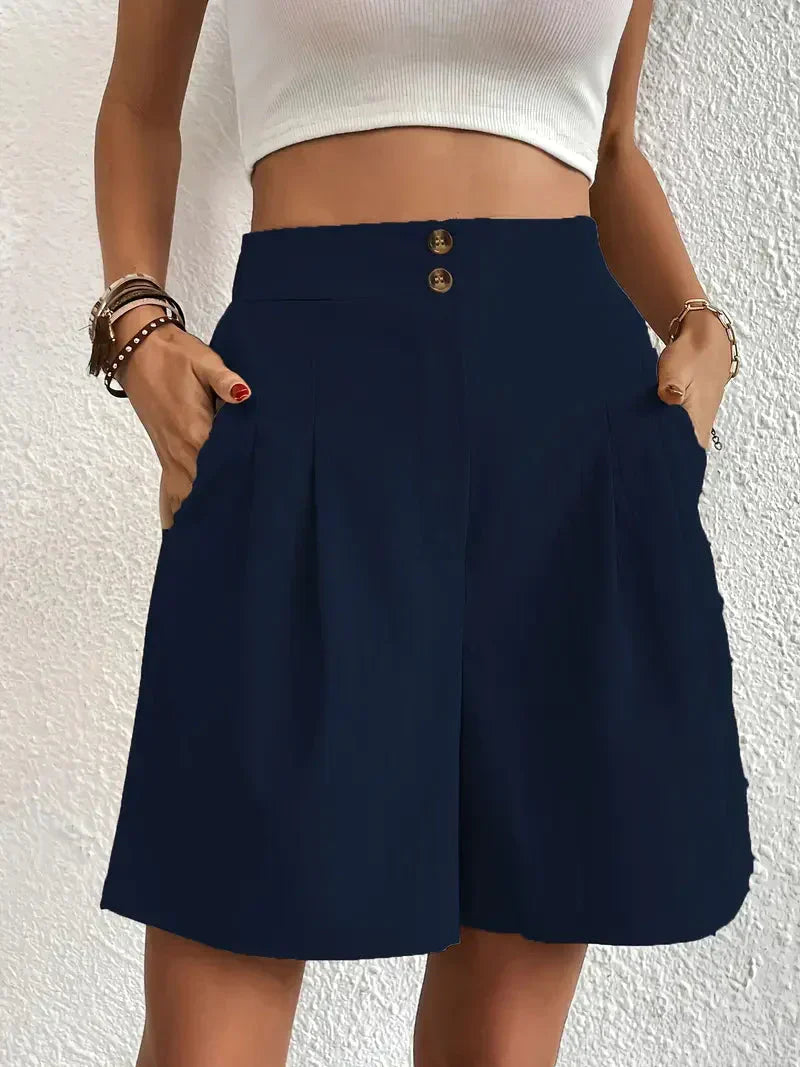 Damen Leinen-Shorts mit hoher Taille