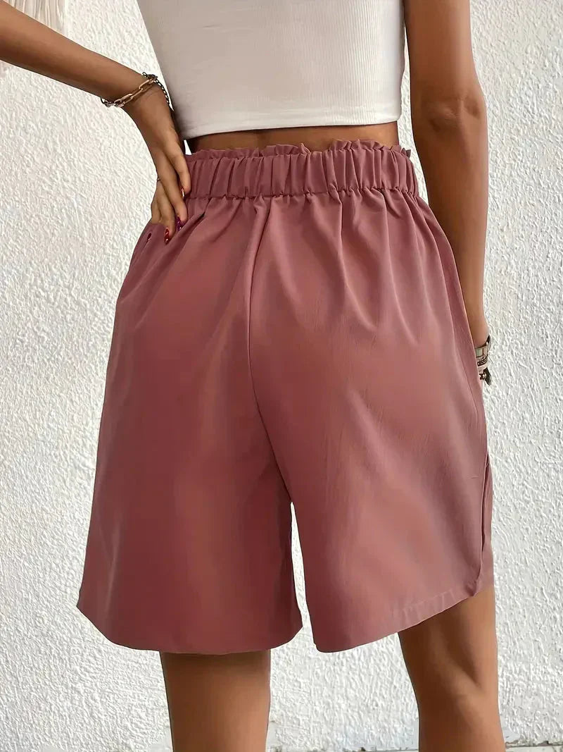 Damen Leinen-Shorts mit hoher Taille