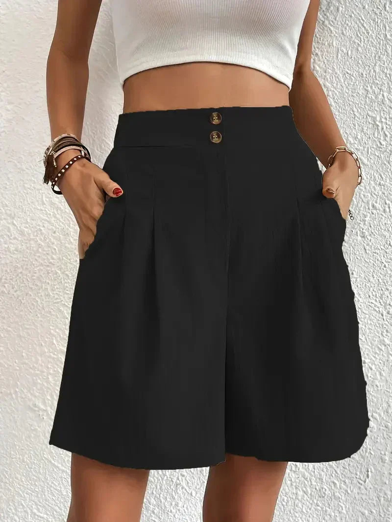 Damen Leinen-Shorts mit hoher Taille