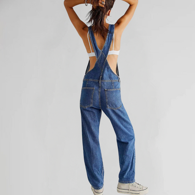 Zavando – Denim-Overall mit gekreuztem Rücken für Damen