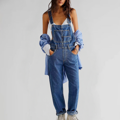 Zavando – Denim-Overall mit gekreuztem Rücken für Damen