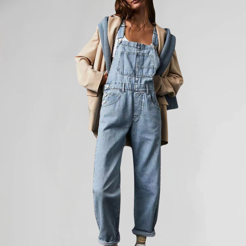 Zavando – Denim-Overall mit gekreuztem Rücken für Damen