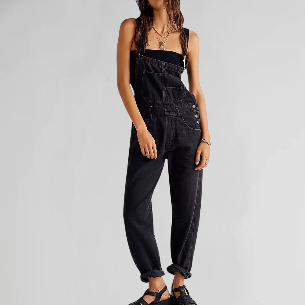 Zavando – Denim-Overall mit gekreuztem Rücken für Damen