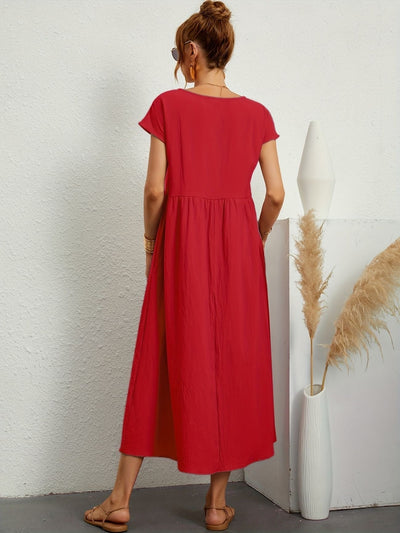 Zavando - Modisches Freizeitkleid mit O-Ausschnitt