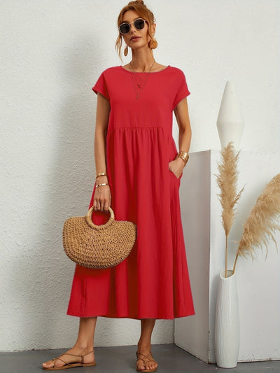 Zavando - Modisches Freizeitkleid mit O-Ausschnitt