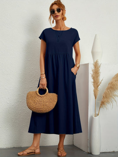 Zavando - Modisches Freizeitkleid mit O-Ausschnitt