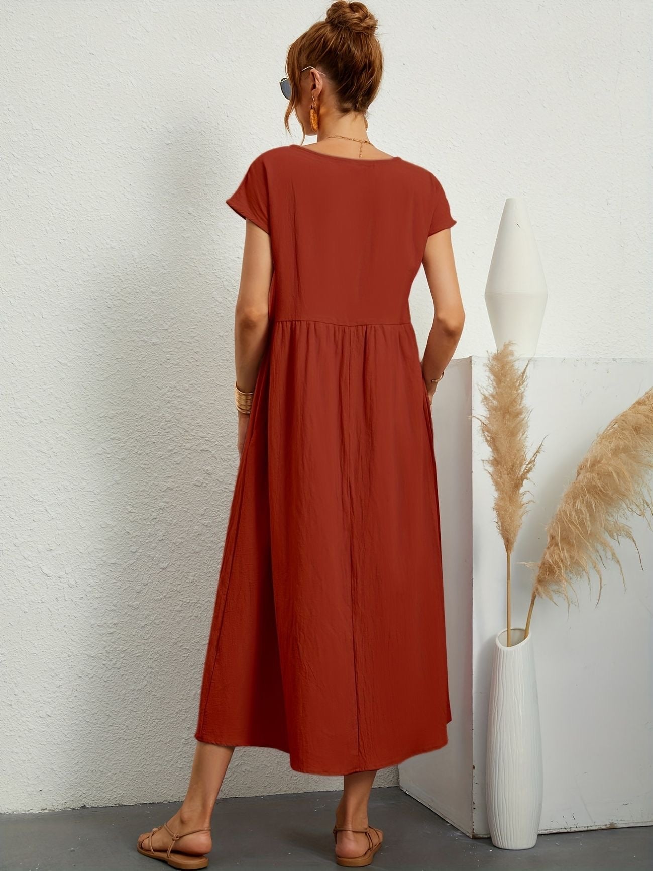 Zavando - Modisches Freizeitkleid mit O-Ausschnitt