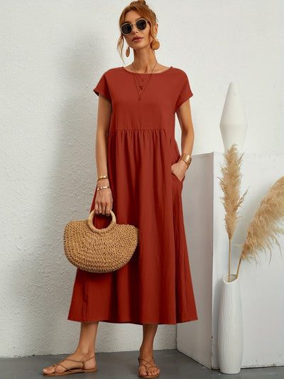 Zavando - Modisches Freizeitkleid mit O-Ausschnitt