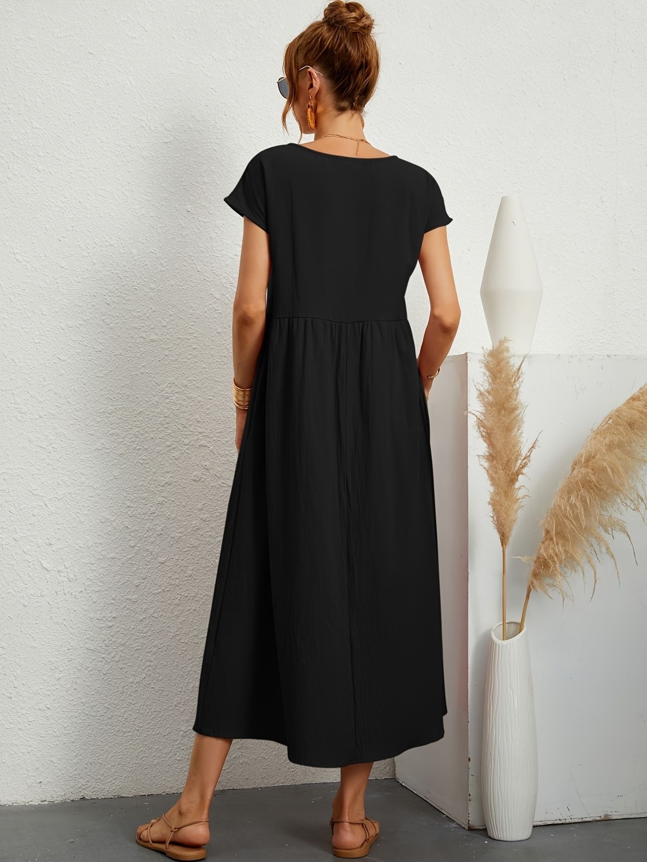 Zavando - Modisches Freizeitkleid mit O-Ausschnitt