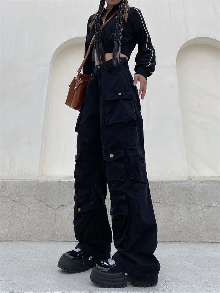 Zavando - Retro cargohose mit vielen taschen und weitem bein