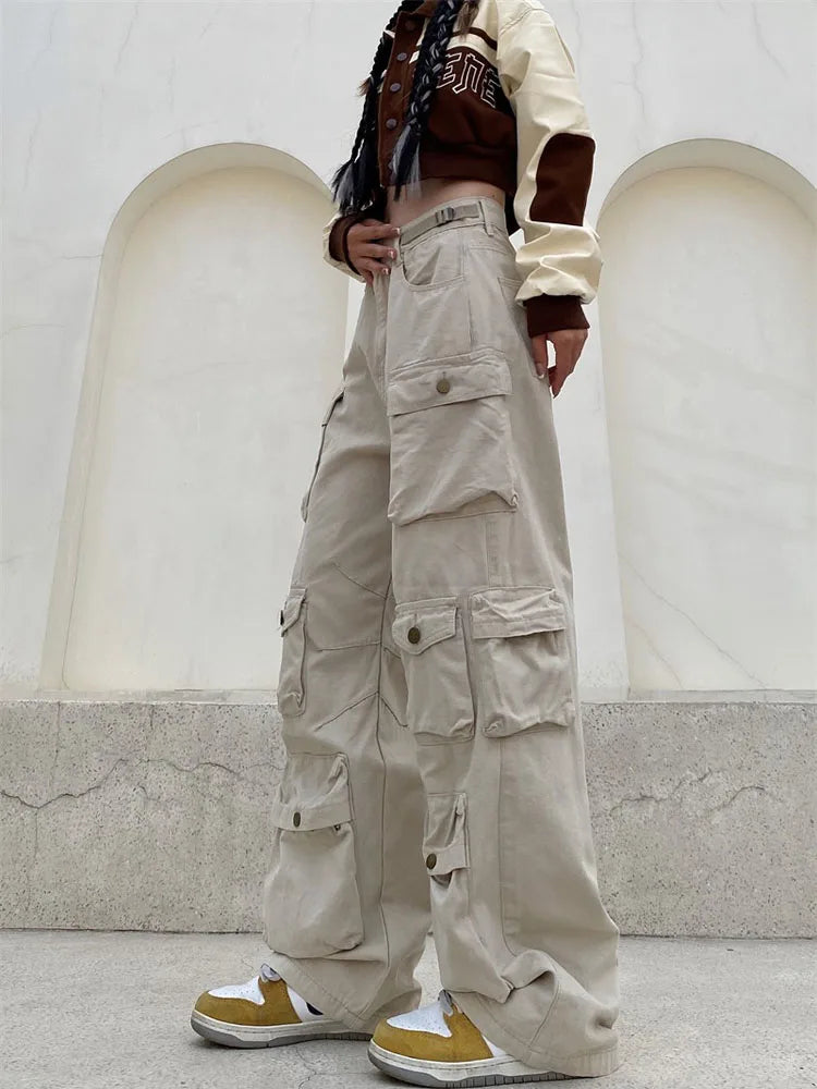 Zavando - Retro cargohose mit vielen taschen und weitem bein