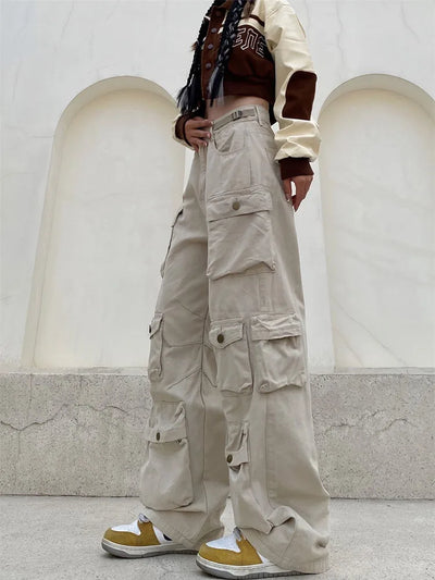 Zavando - Retro cargohose mit vielen taschen und weitem bein