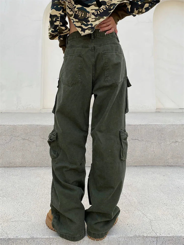 Zavando - Retro cargohose mit vielen taschen und weitem bein