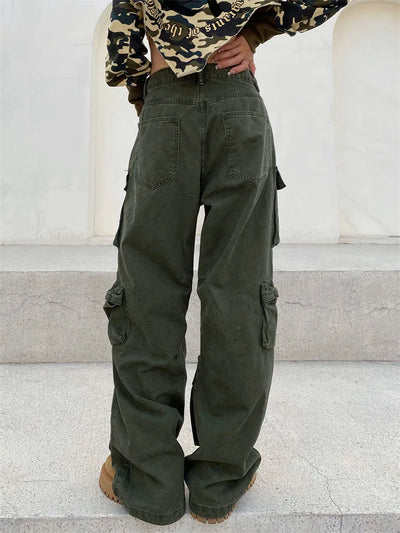 Zavando - Retro cargohose mit vielen taschen und weitem bein