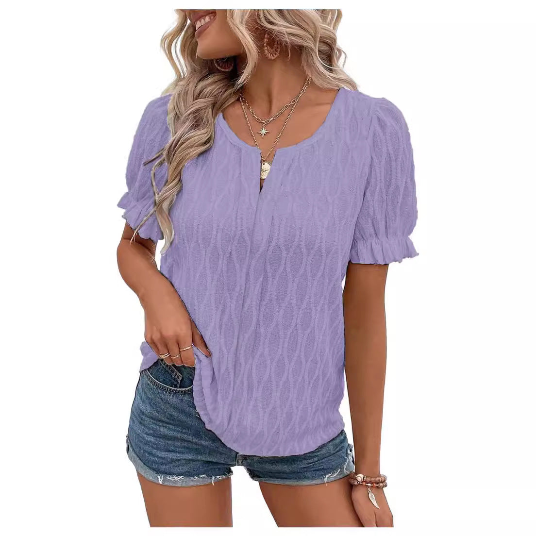 Zavando-Top mit Puffärmeln für Damen – Trendy, locker und bequem