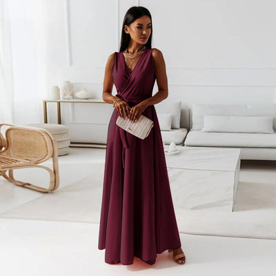 Wickelkleid Mit V ausschnitt Und Ärmeln Für Damen | Maxi