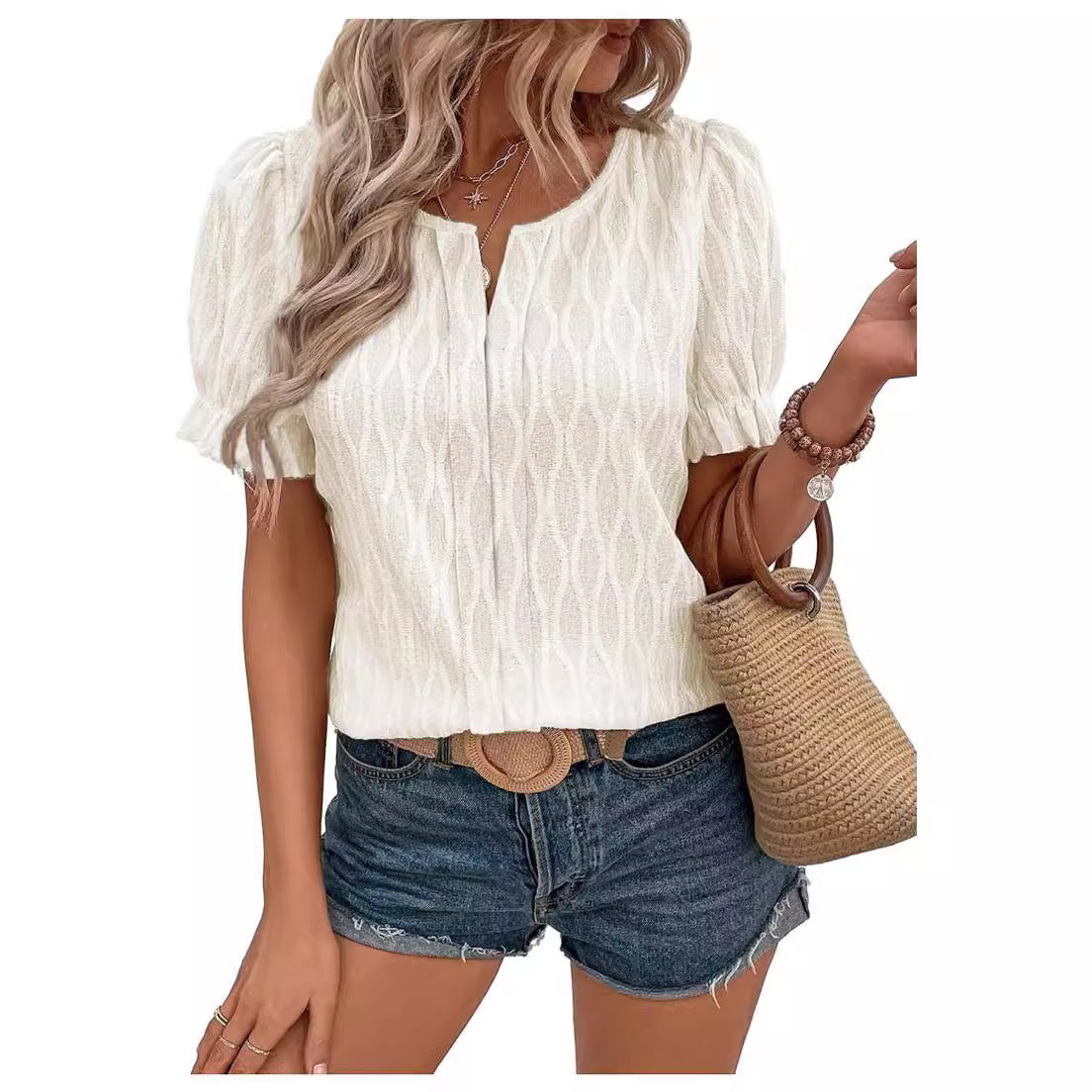 Zavando-Top mit Puffärmeln für Damen – Trendy, locker und bequem