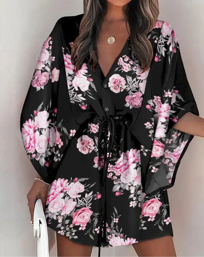 Zavando – Stilvolles Kleid mit V-Ausschnitt und Fledermausärmeln