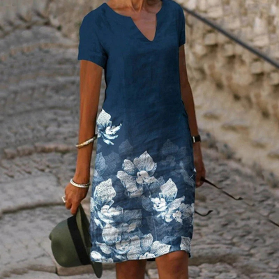 Zavando-Damen Sommer Blumendruck Kleid