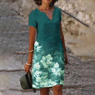 Zavando-Damen Sommer Blumendruck Kleid